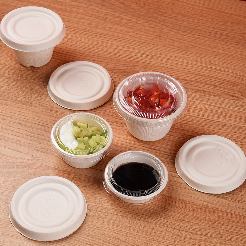 Disposable Pulp Dipping Sauce Plate – Vinegar Chili Dumpling Condiment Mini Tray