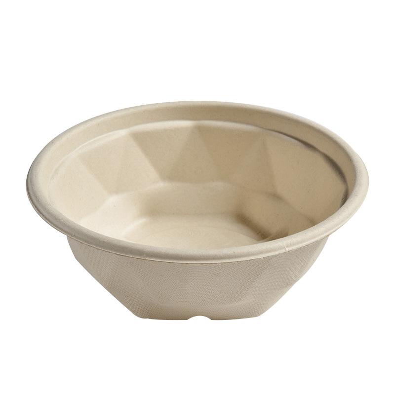 Sugarcane Pulp Round Bowl with Lid – Salad Fruit Noodle Soup Compostable Container