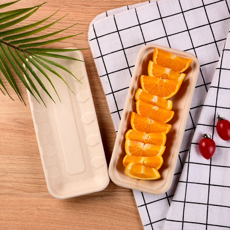 Business Fruit & Vegetable Serving Tray – Compostable Sugarcane Pulp BBQ Platter