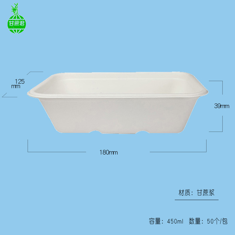 Sugarcane Pulp Square Takeout Box – Compostable Light Meal Microwave-Safe Container