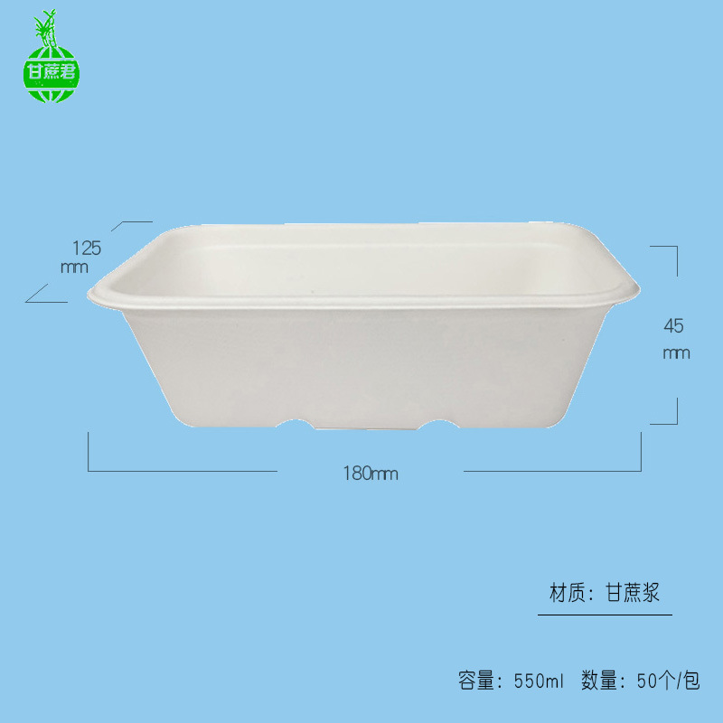 Sugarcane Pulp Square Takeout Box – Compostable Light Meal Microwave-Safe Container