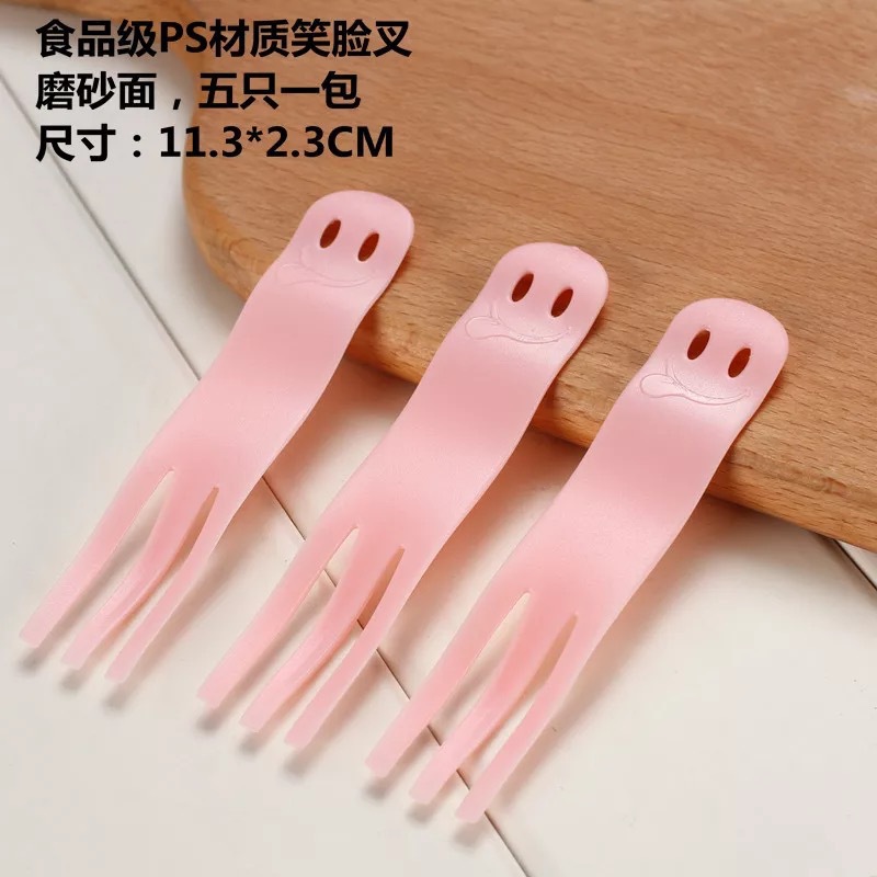21Cake Style Cutlery Set – Disposable Smiley Face Plastic Cake Fork 5-Pack