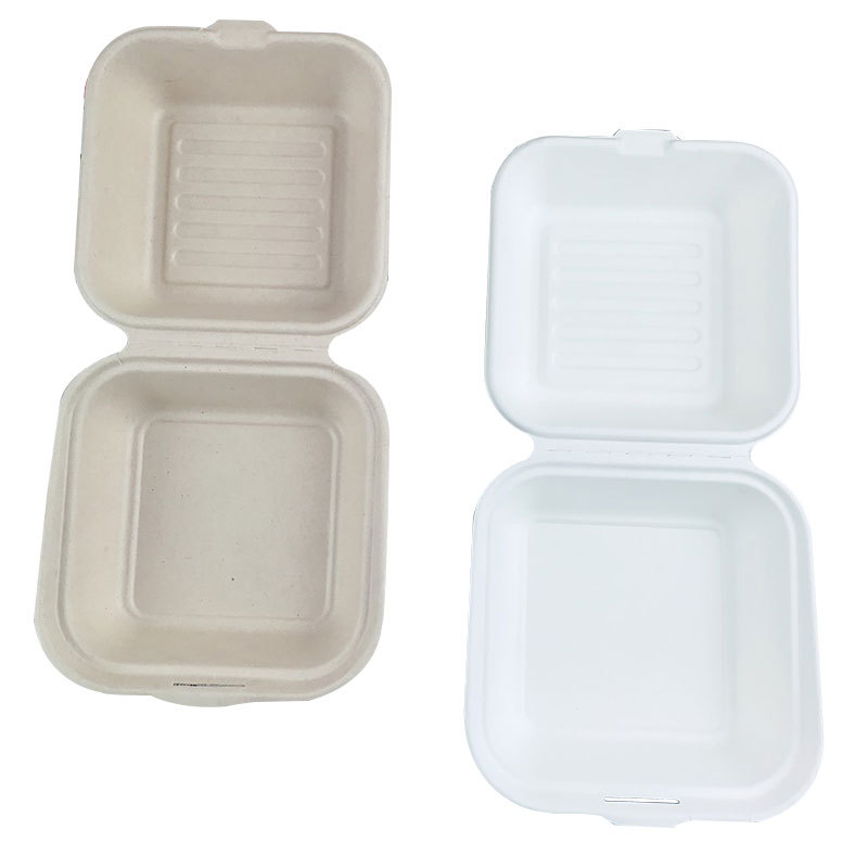 Xiao Yang Sheng Jian Style Burger Box – Sugarcane Pulp Fast Food Bento Container