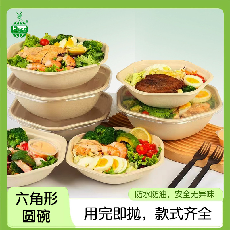 Hexagonal Takeout Bowl with Lid – Pasta Salad Light Meal Bento Container