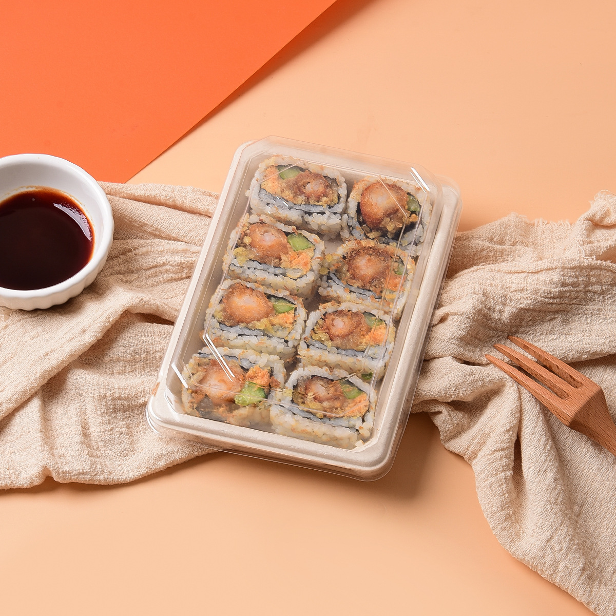 Disposable Sugarcane Pulp Sushi Tray – Compostable Various Size Sushi Platter