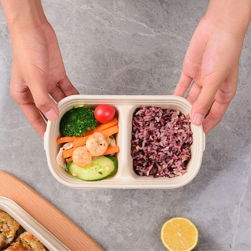 Compostable Divided Light Meal Box – 1000/850ml Salad Mochi Pastry Container