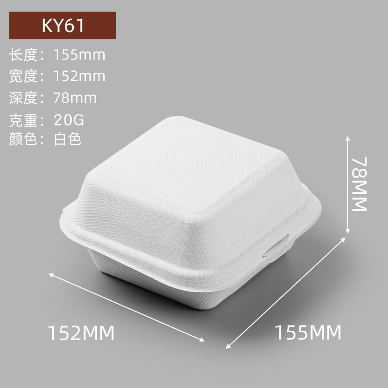 Compostable One-Piece Burger Box with Lid – Sugarcane Pulp Fast Food Bento