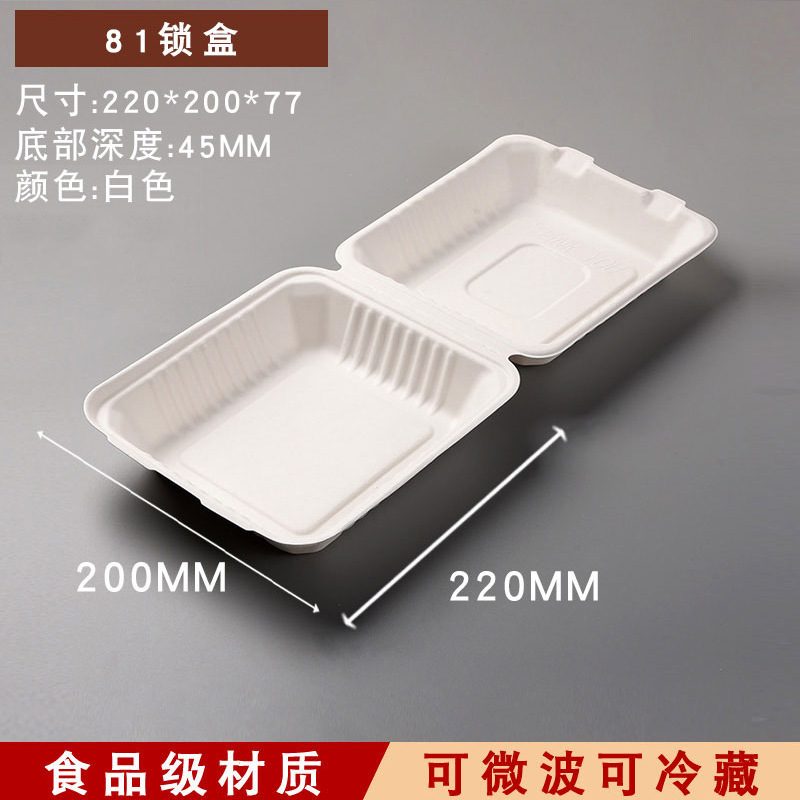 Compostable American-Style Burger Box with Lid – Sugarcane Pulp Bento Container
