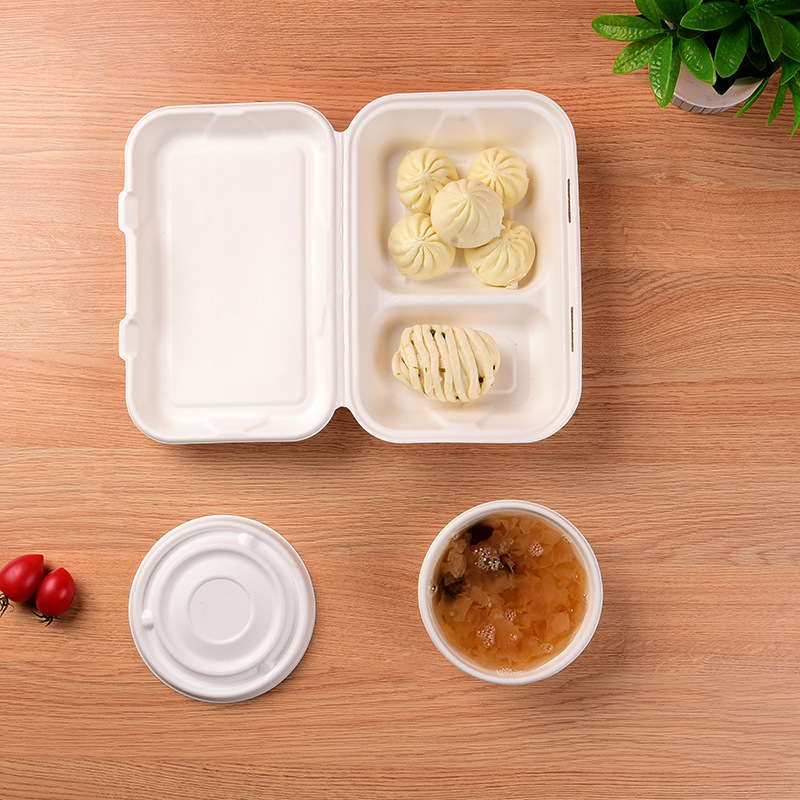 BPI-Certified Budget Compostable Burger Box – Sugarcane Pulp American-Style Container