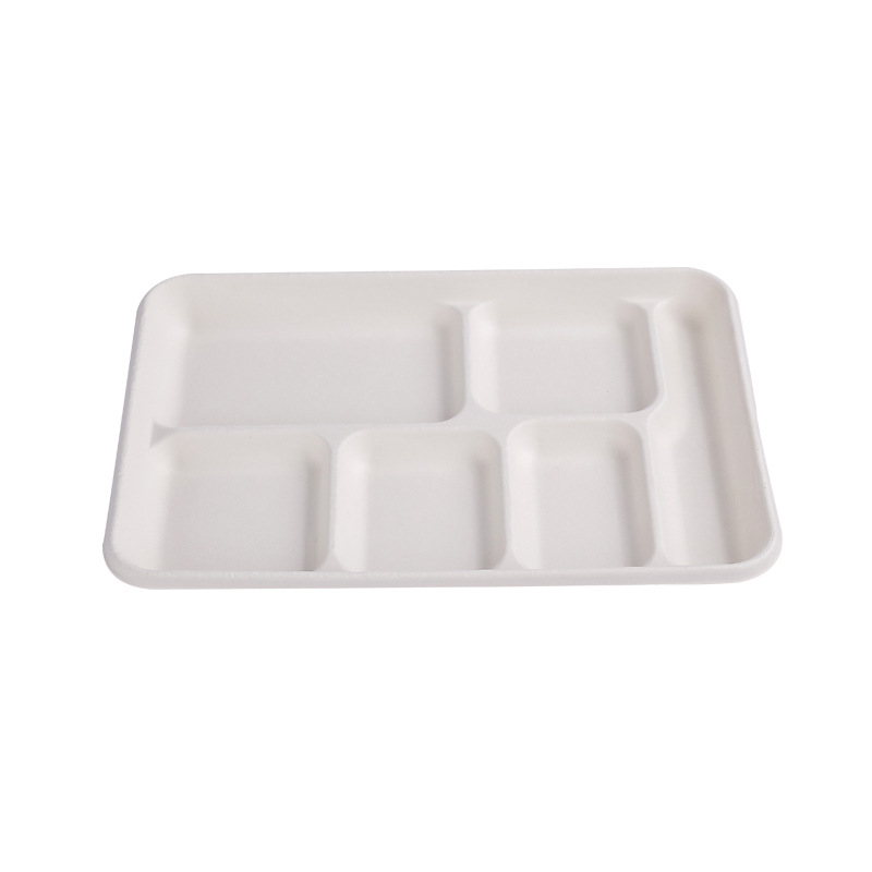 Disposable Compostable 3/4-Compartment Tray – Sugarcane Pulp Buffet Divided Container