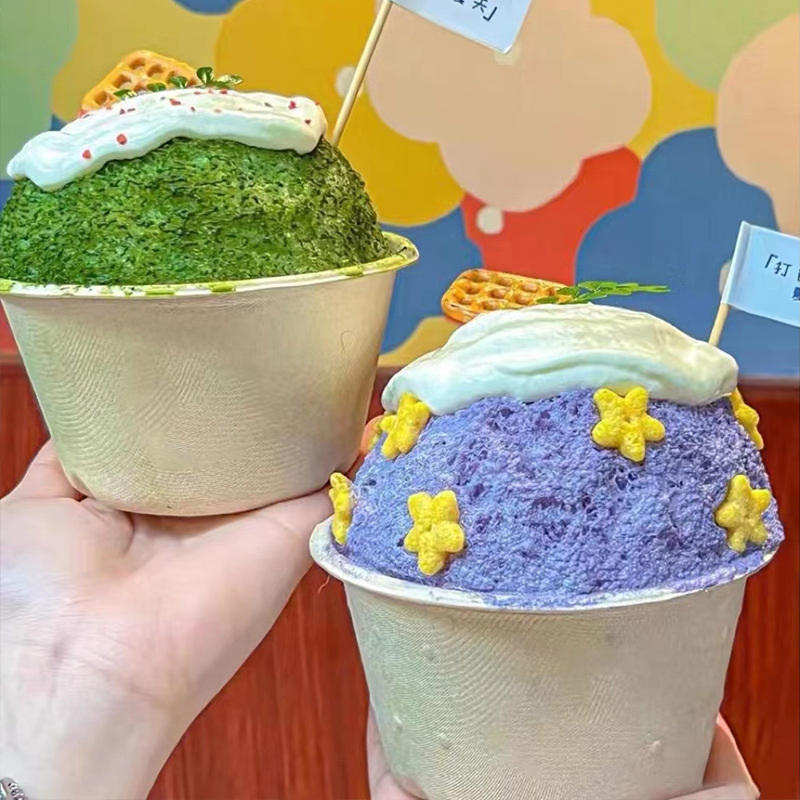 Trendy Taro Ice Dessert Cup – Compostable Smoothie Sundae Yogurt Paper Bowl
