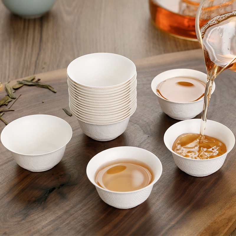 Disposable Sugarcane Pulp Kung Fu Tea Cup – Small Food-Grade Odorless Tasting Cup