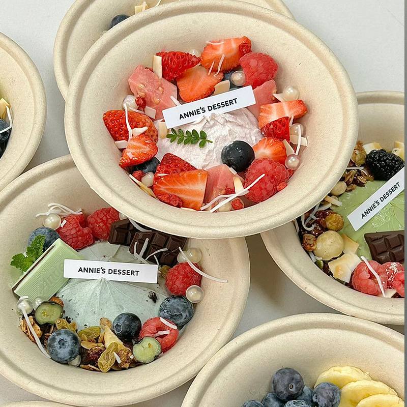 Trendy Cold Brew Yogurt Pulp Bowl – Ice Jelly Fruit Dessert Takeout Bowl Bulk Pack