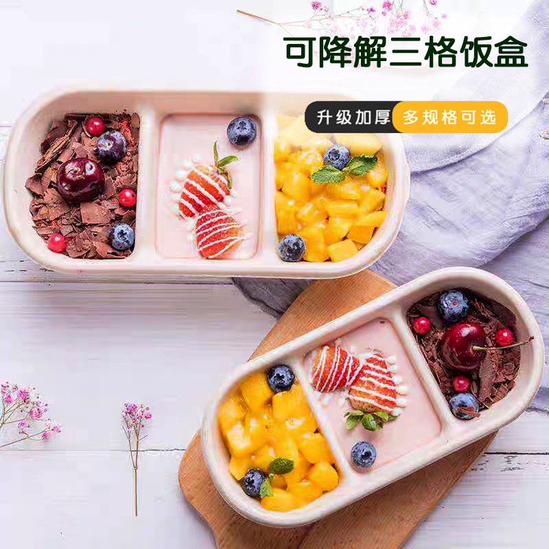 Japanese-Style Mochi 3-Flavor Dessert Box – Afternoon Tea Fruit Salad Multi-Compartment