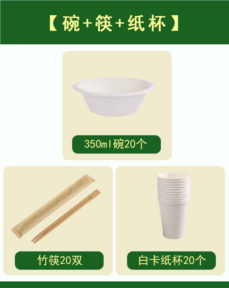 Campus Family Lazy Set – Disposable Heavy-Duty Compostable Plates Bowls Tableware