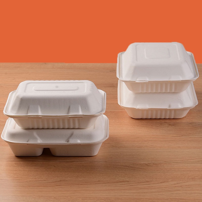 8-9 inch American-Style One-Piece Burger Box – Compostable Pulp Fast Food Container