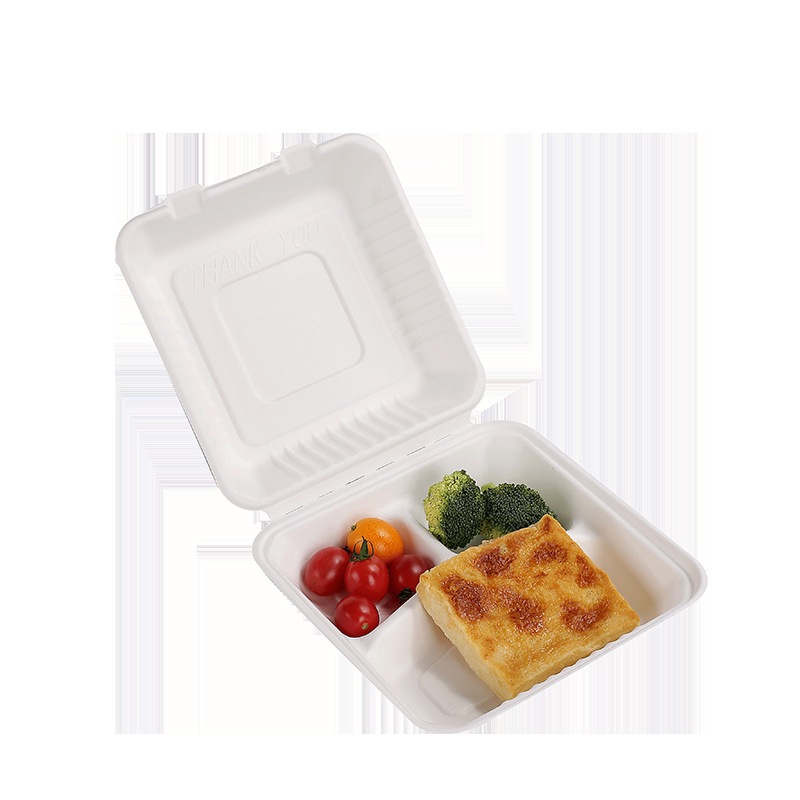8-9 inch American-Style One-Piece Burger Box – Compostable Pulp Fast Food Container
