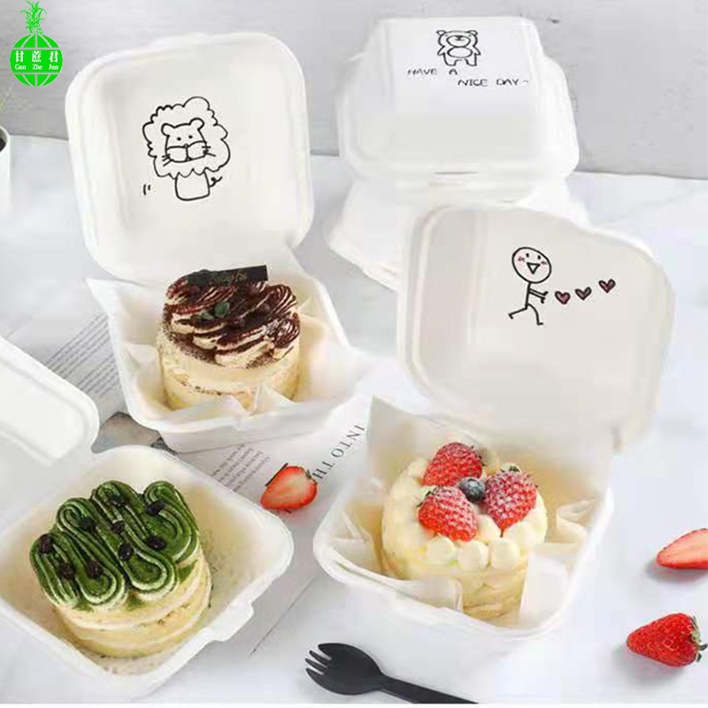 Trendy Butter Rice Cake Pastry Box – Compostable Burger & Swiss Roll Container