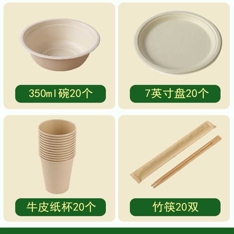 Campus Family Party Disposable Set – Heavy-Duty Compostable Plates Bowls Cutlery