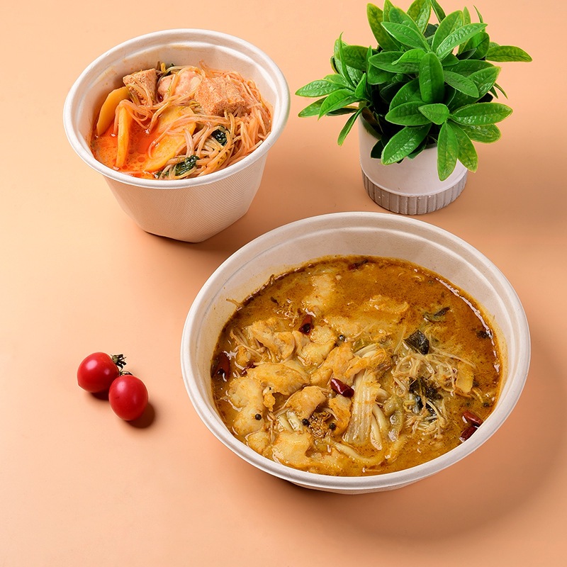 Wholesale Compostable Sugarcane Pulp Round Bowl – Spicy Hot Pot Fried Rice Takeout