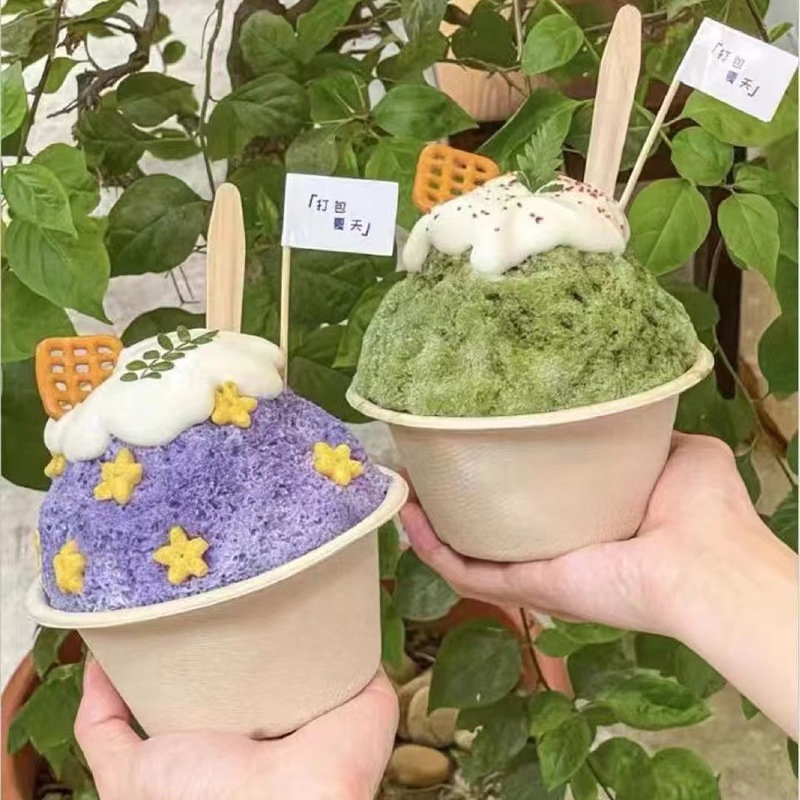 Trendy Taro Ice Dessert Cup – Compostable Smoothie Sundae Yogurt Paper Bowl