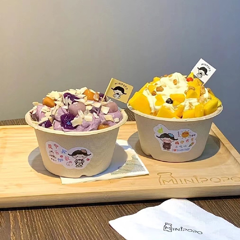Trendy Taro Ice Dessert Cup – Compostable Smoothie Sundae Yogurt Paper Bowl