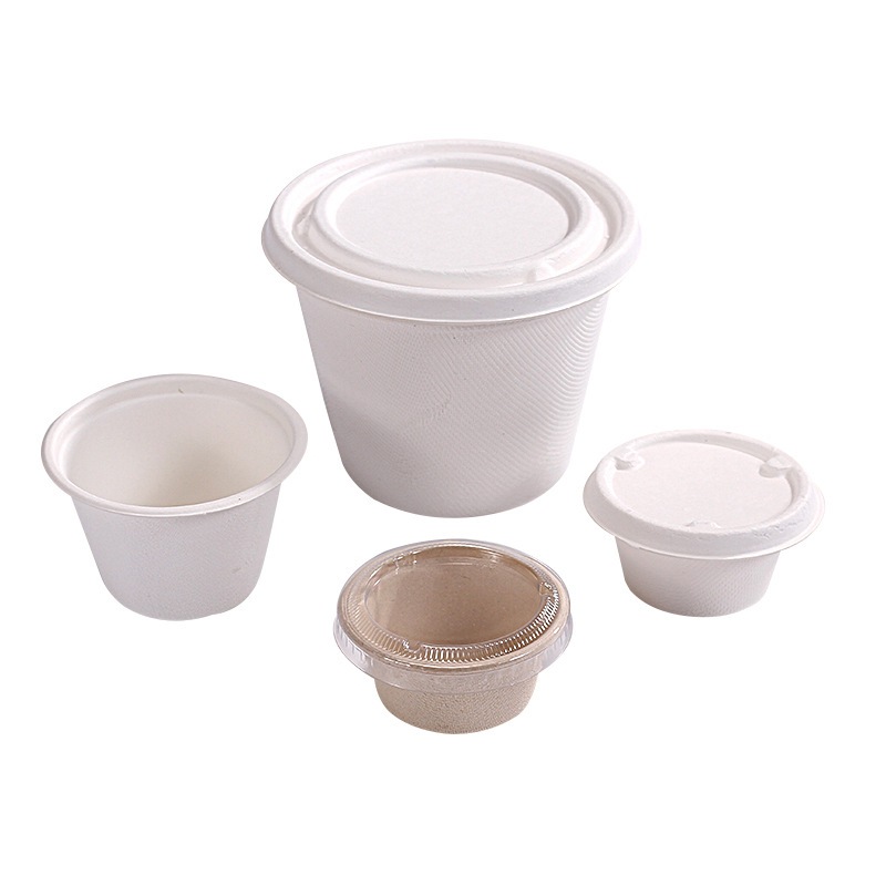 Sugarcane Pulp 2oz Sauce Cup with Lid – Disposable Mini Dipping Condiment Container
