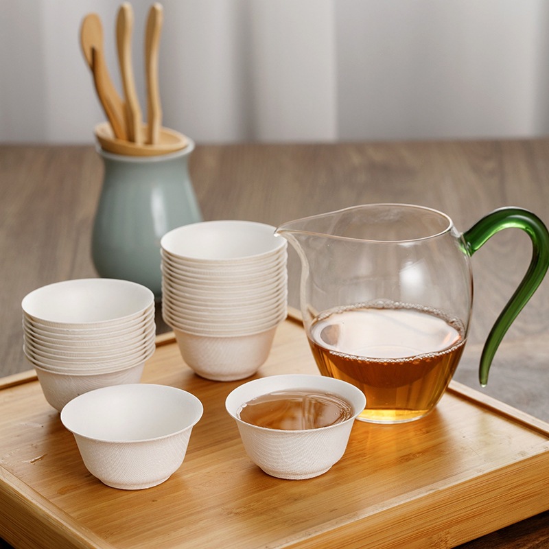 Disposable Sugarcane Pulp Kung Fu Tea Cup – Small Food-Grade Odorless Tasting Cup