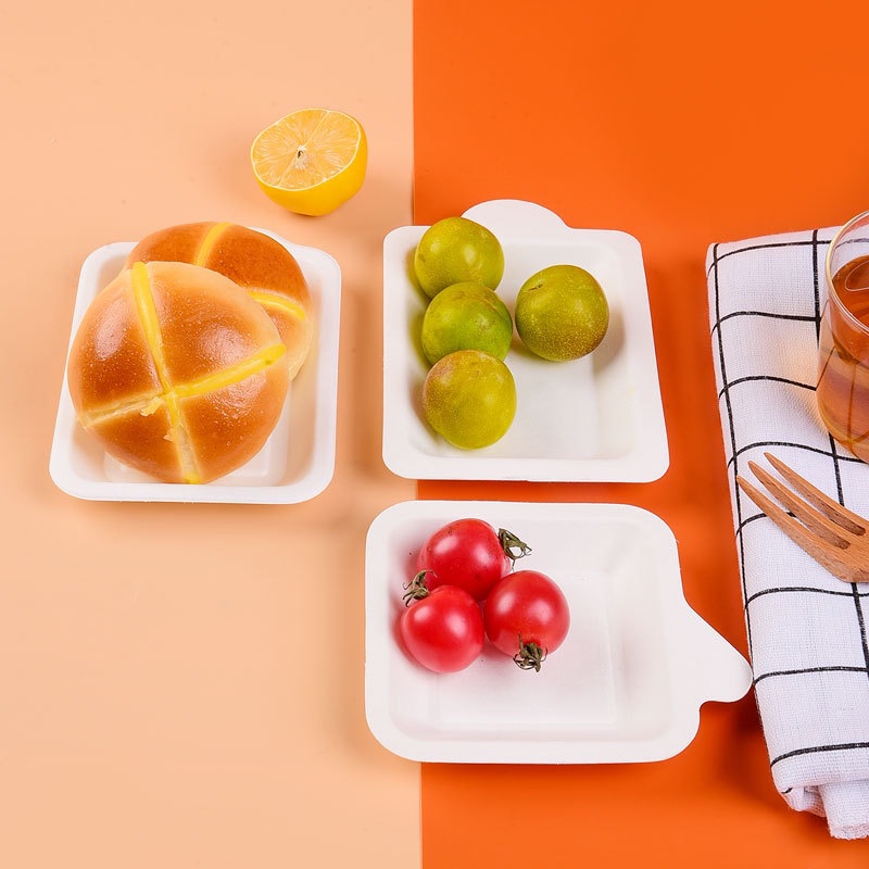 Compostable 5-Pack Cake Plate Set – Heart & Square Sugarcane Pulp Platters