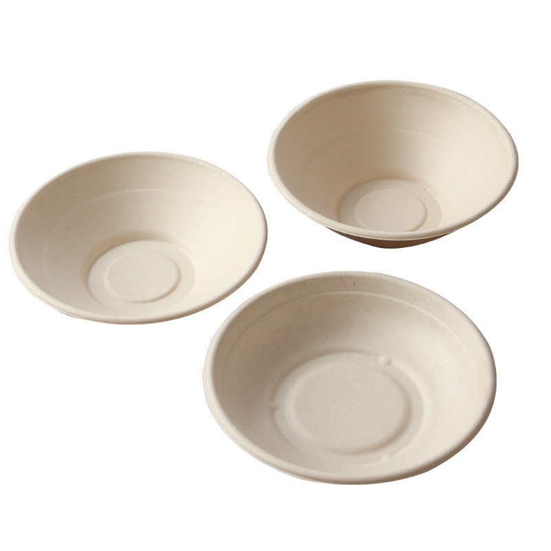 Heavy-Duty Round Noodle Salad Bowl with Lid – Sugarcane Pulp Bento Container