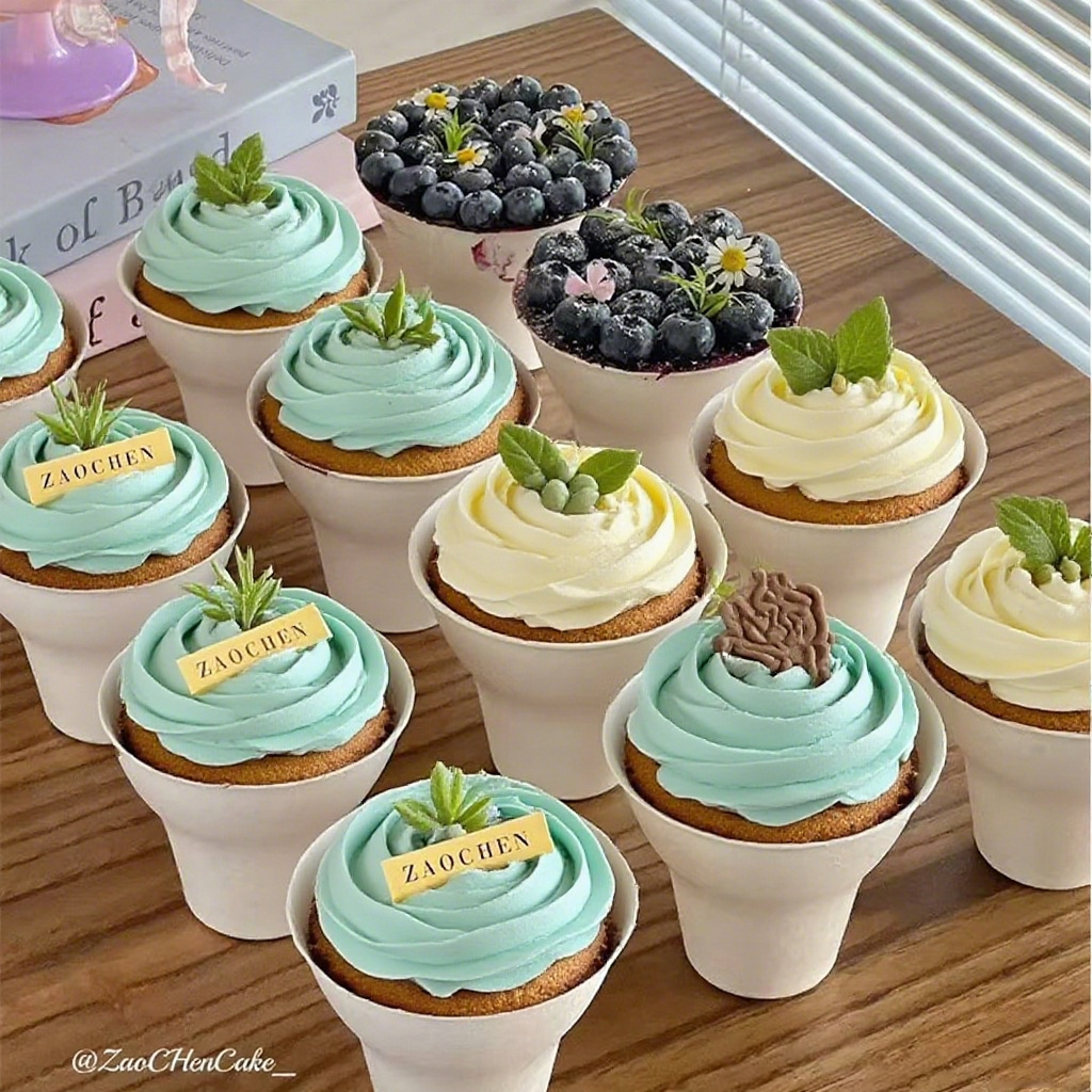 Compostable Chestnut Cake Ice Cream Handheld Cup – Sundae Dessert Yogurt Mini Cup
