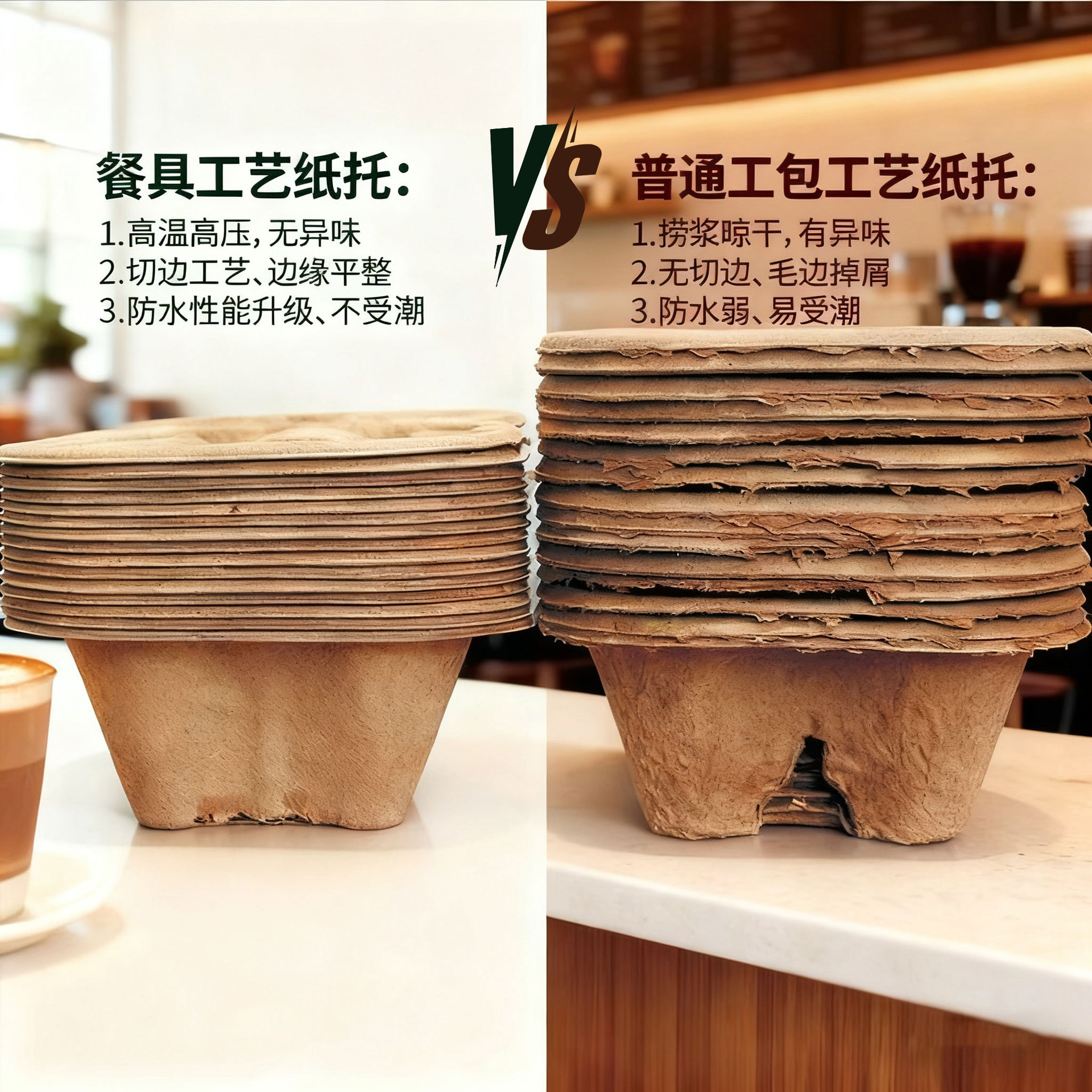 Biodegradable Pulp 2/4-Hole Cup Carrier – Detachable Coffee Tea Drink Tray