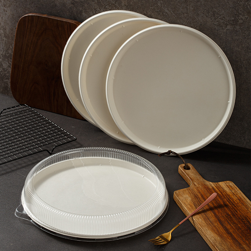 Compostable 12-inch Pizza Tray – Disposable Round Heavy-Duty Paper Platter