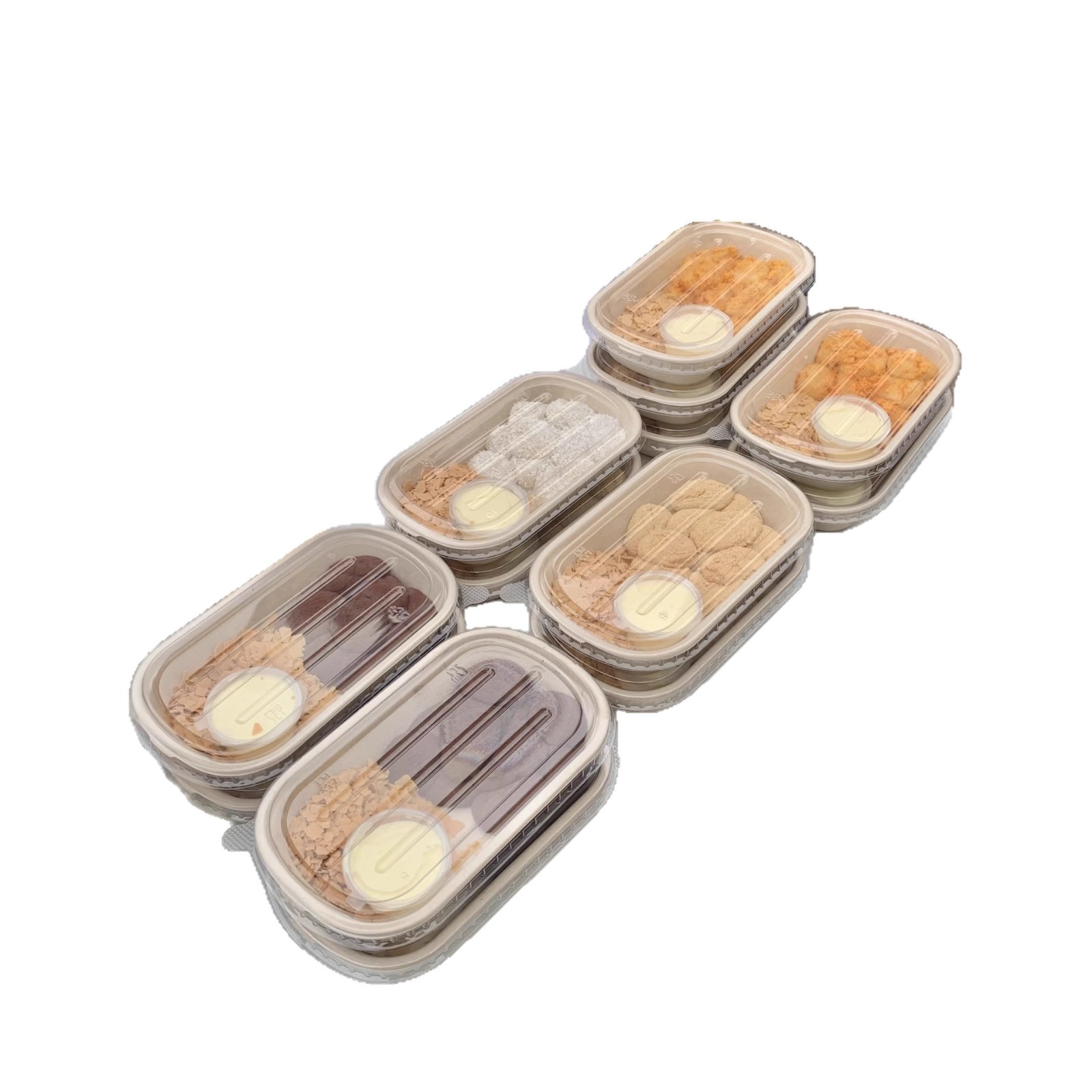 RedNote Mochi Dipping Sauce Packaging Box – 850ml 2-Compartment with Clear Lid