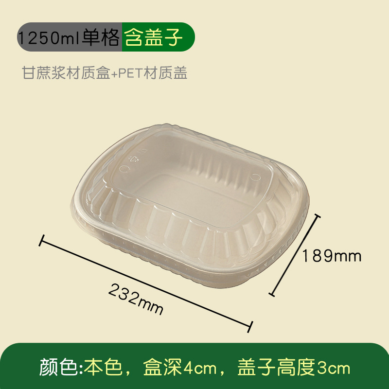 Compostable High-Cover 3-Compartment Lunch Box – Single/Double Pulp Salad Container