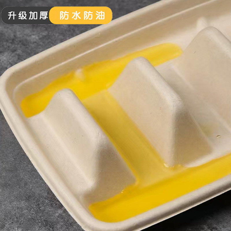 Compostable American-Style Taco Box – Rectangular Divided Takeout Container