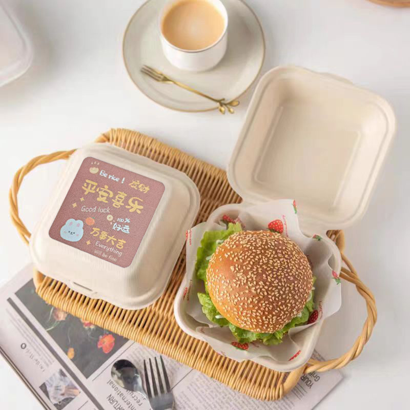 Trendy Butter Rice Cake Pastry Box – Heavy-Duty Compostable New Year Burger Container